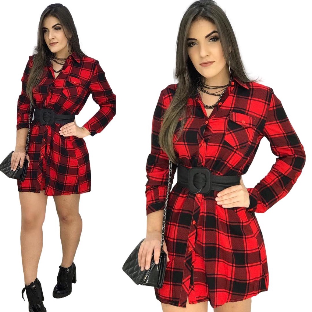 Vestido camisão hot sale feminino xadrez