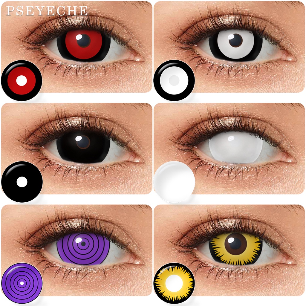 Lente de contato naruto Cosplay anime Lente Sharingan Rinnegan Lente de contato branco 17mm Mini Sclera lentes para Halloween