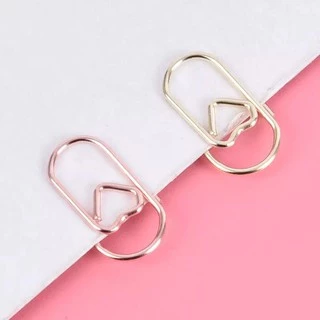 KIT MINI CLIPS DE CORAÇÃO DOURADA ROSE GOLD PAPELARIA FOFA ORGANIZAÇÃO ESCOLAR