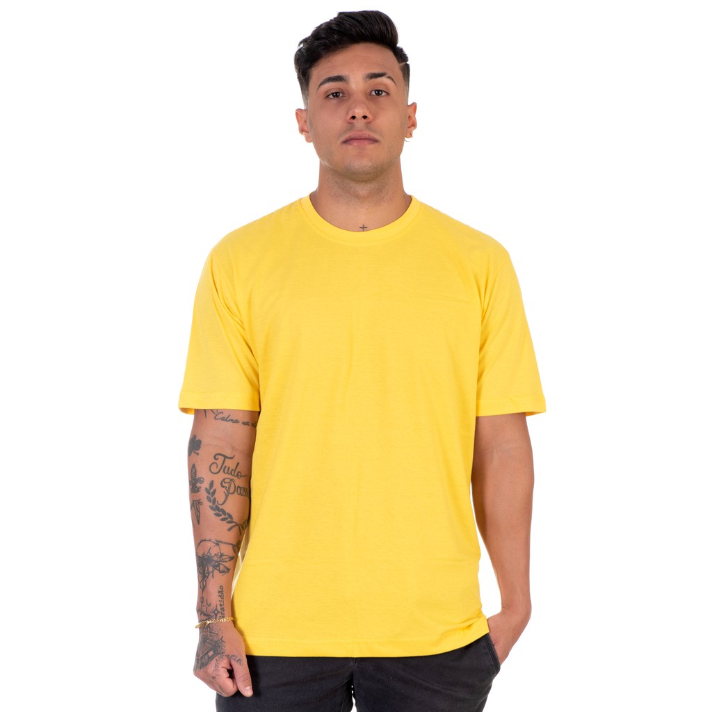 Camiseta básica 100%algodão lisa fio 30.1 penteada camisa ótima para  estampar uniforme sublimação DTG, produto novo AMARELA