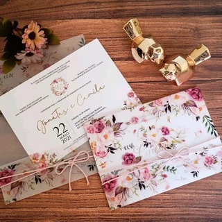 Convites com papel vegetal Debutante - Casamento - Bodas