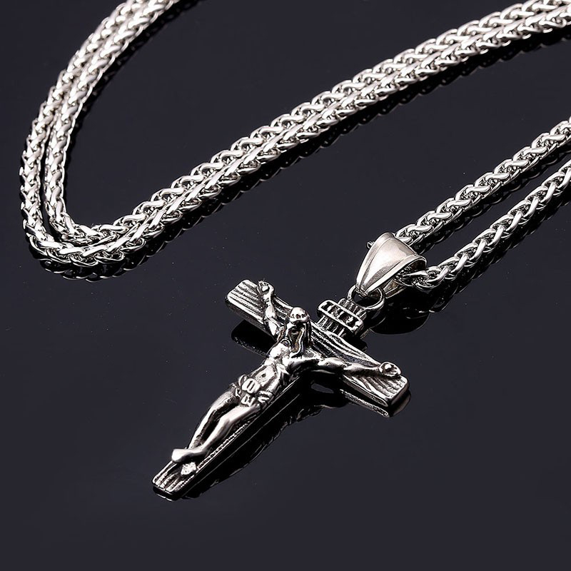 Retro Liga Cruz Colar Moda Gothic Crucifixo Pingente De Corrente Longa De Ouro Mulheres