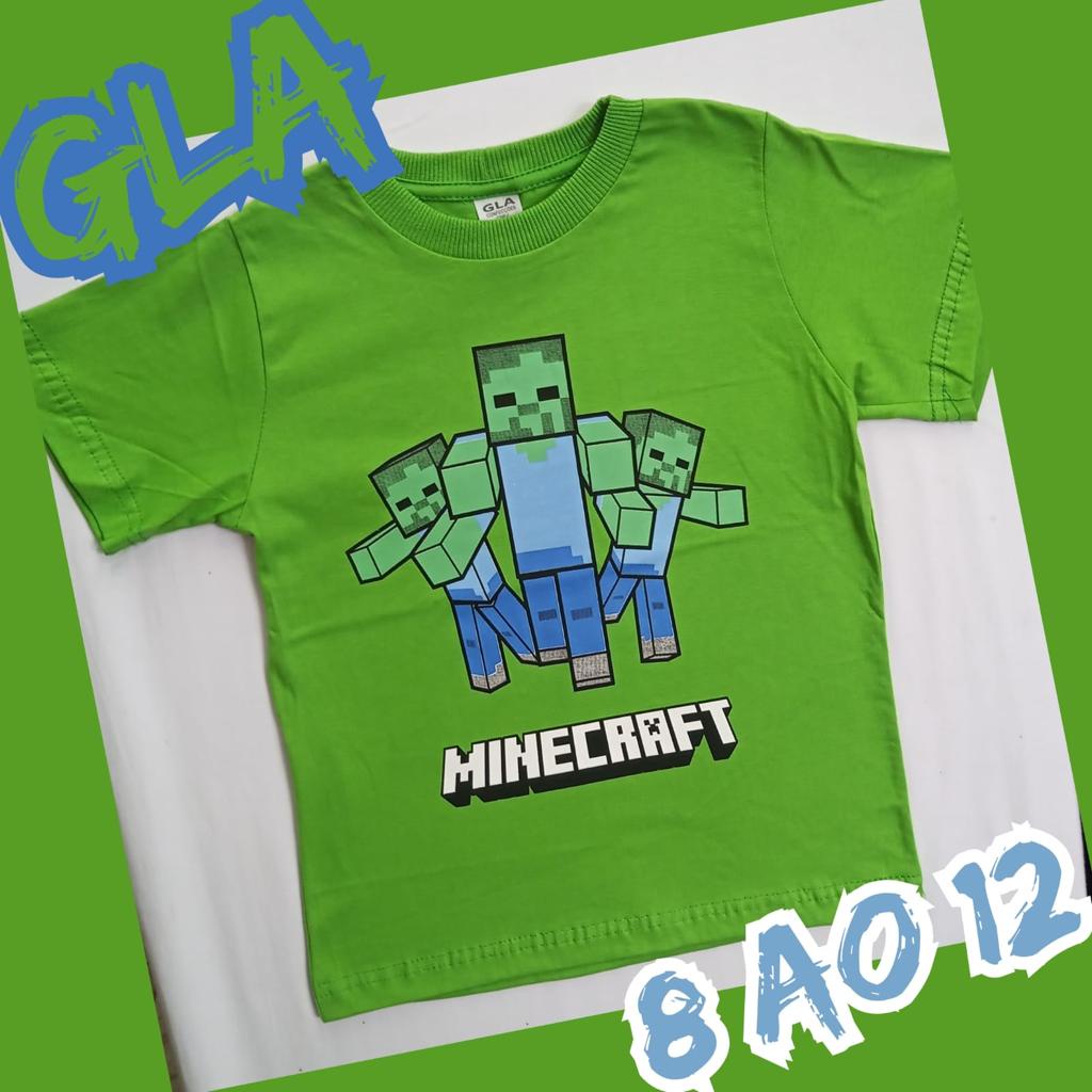 Camiseta Infantil Manga Preta - Minecraft