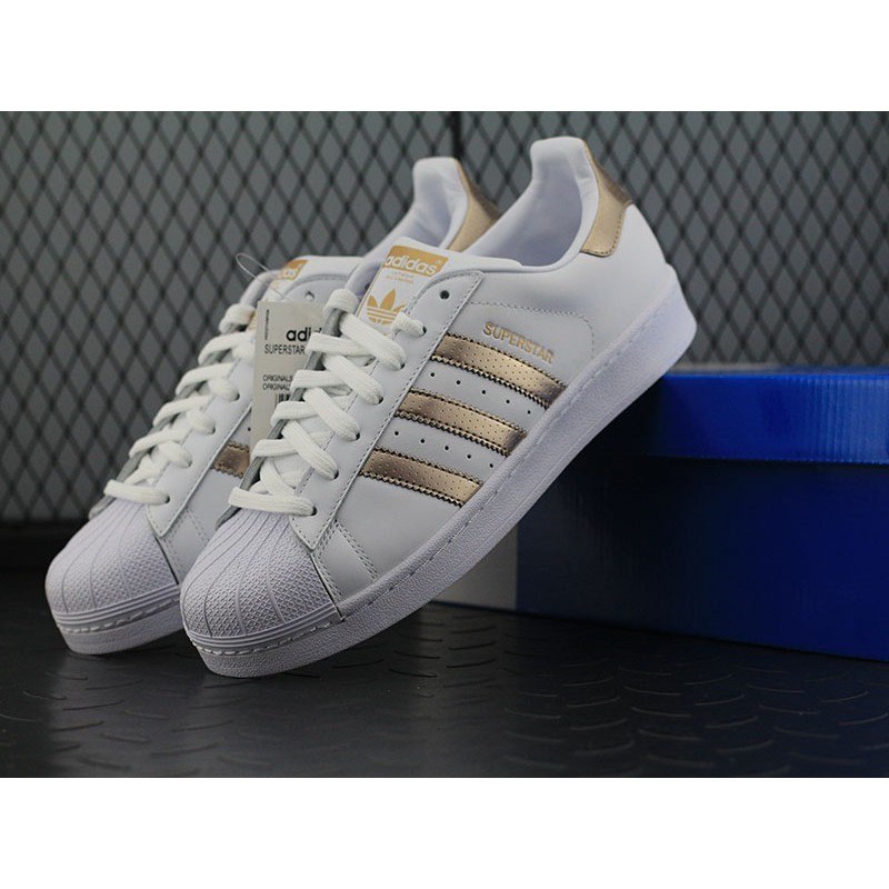 Adidas superstar branco online dourado