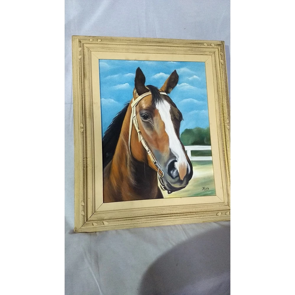 Quadro Óleo Sobre Tela Cavalo Assinado Ruth - Exclusividade para sua Decoração