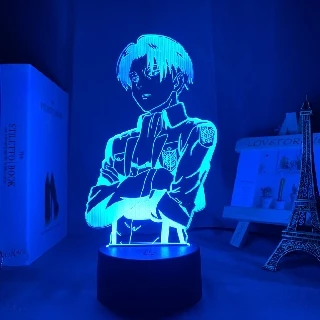 3d Led Lâmpada De Mesa Anime Attack On Titan Para Home Room Decor Luz Legal Do Miúdo Presente Da Criança Capitão Levi Ackerman Figura Noite Luz Luminária acrílico led 3d abajur