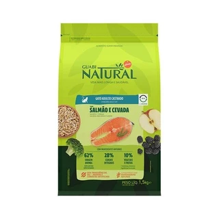 Ração Guabi Natural para Gatos Adultos Castrados Sabor Salmão e Cevada