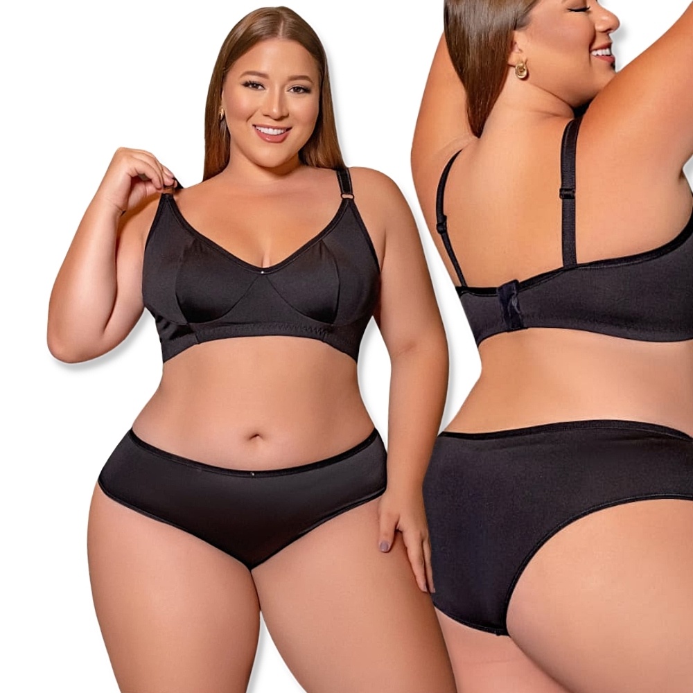 Conjunto Plus Size Lingerie Sutiã E Calcinha Renda Sexy Roupas