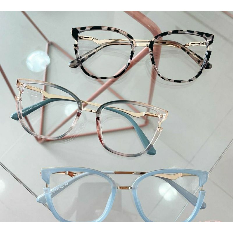 Armação Óculos Sem grau Feminino Retro Metal Chic Nova | Shopee Brasil