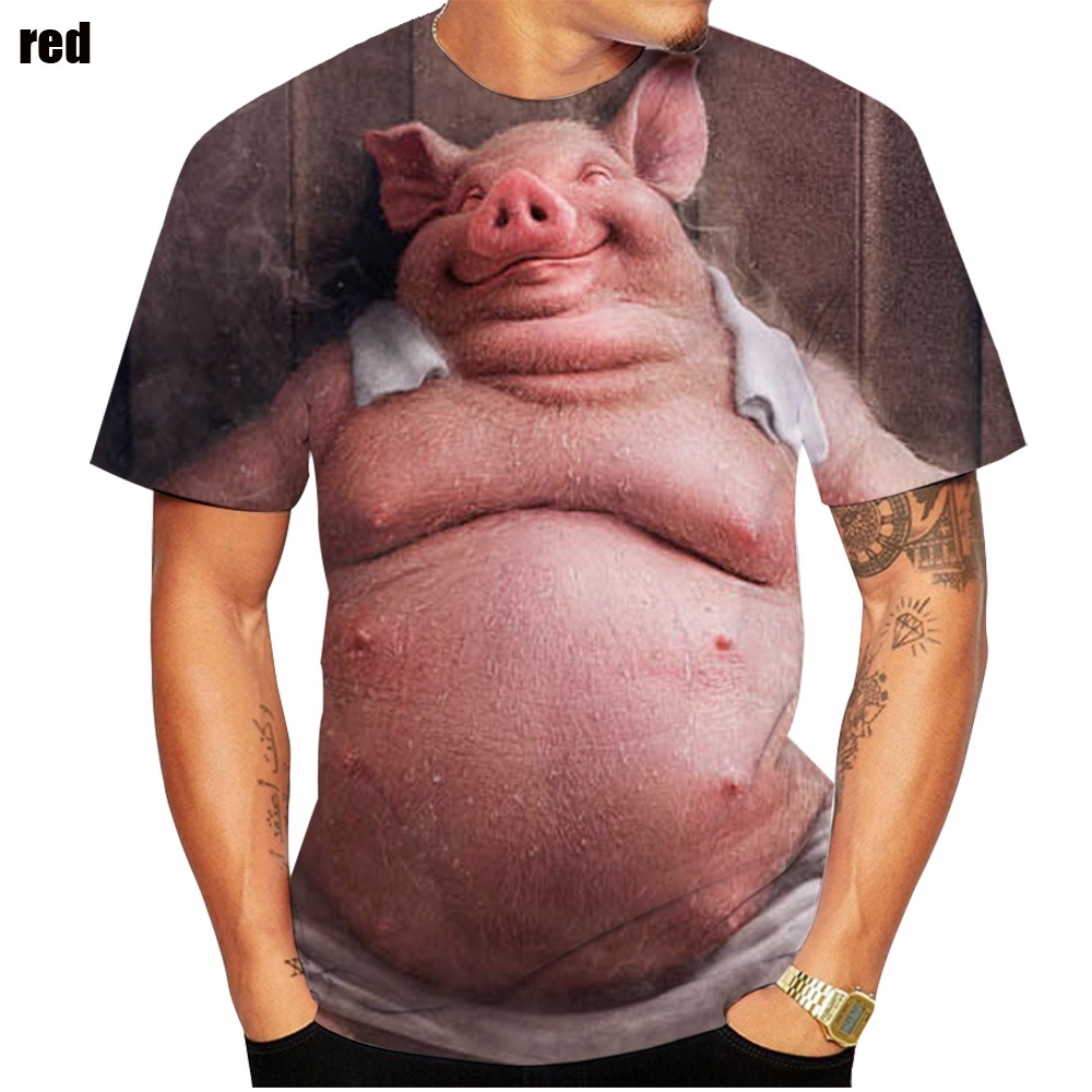 Mais Tamanho 3d Camiseta De Porco Impressão De Verão Casual Engraçado Popular Harajuku Pescoço Redondo