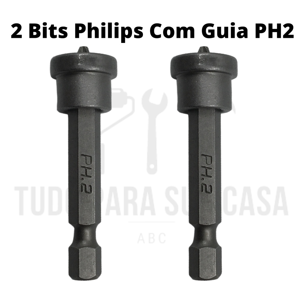 Bits Philips Longo Com Guia Limitador PH2x50mm - Ponta Imantada - 2 UNI