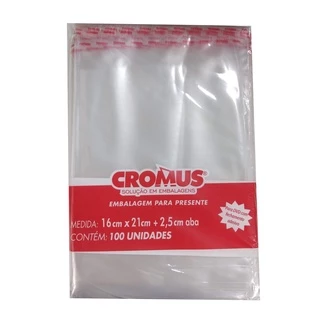 Saco Adesivado 16x21 para DVD Plastico Transparente 100 Unid