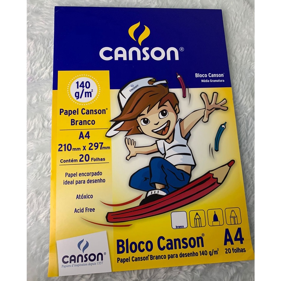 Bloco Desenho Canson Escolar 140 G A4 20 Folhas Branco Shopee Brasil 8834