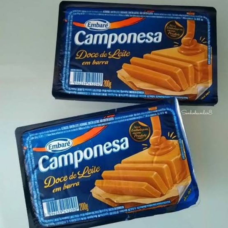 Doce de leite em Barra 200g Camponesa Embaré.