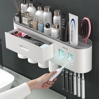 Adsorção Magnética Titular Escova De Dentes Invertido Dupla Automática Creme Dental Espremedor Dispenser Rack De Armazenamento Acessórios Do Banheiro
