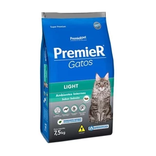 Ração Premier Ambientes Internos Light Gatos Salmão 7,5KG
