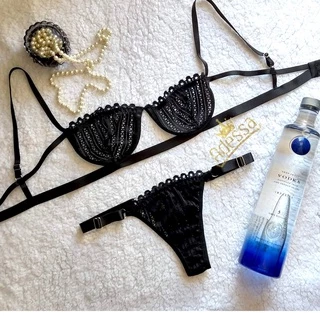 Conjunto Lingerie Gringa Com Aro Calcinha E Sutiã Meia Taça Sexy Rosa Neon CJGR09