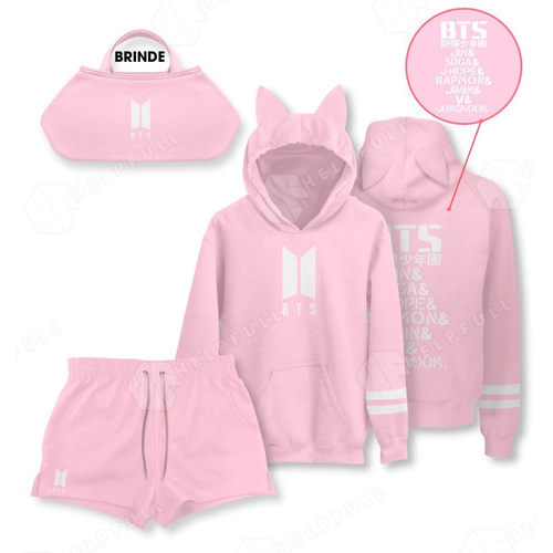 Moletom Orelhinha Short Bolsa Bts Kpop Integrantes Shopee