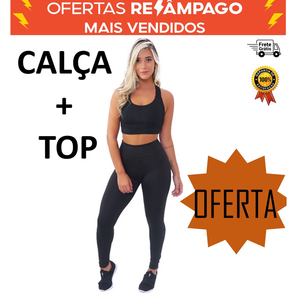 Conjunto Academia Calça Legging + Top Academia Fitness Envio