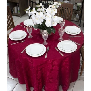 Toalha De Mesa Redonda Jacquard 8 Lugares Para Festas/Eventos/Jantares - Várias Cores