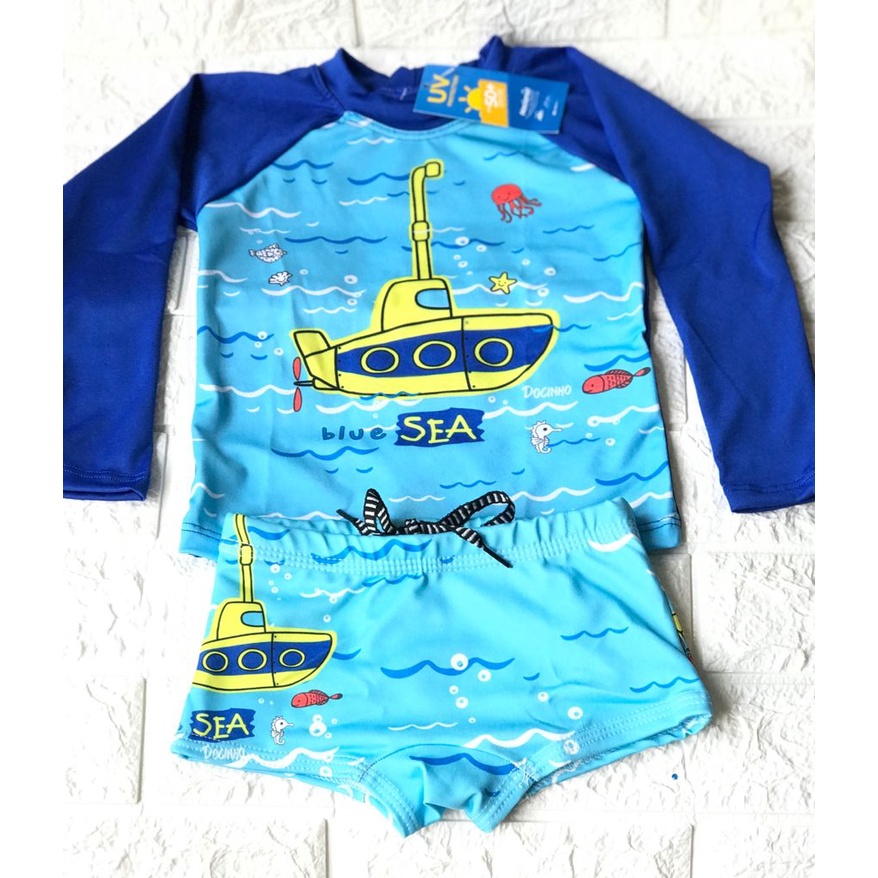 Roupa de banho infantil de manga comprida com roupa de banho xadrez camisa  rashguard infantil com FPS 50+, A, 6-12 Months