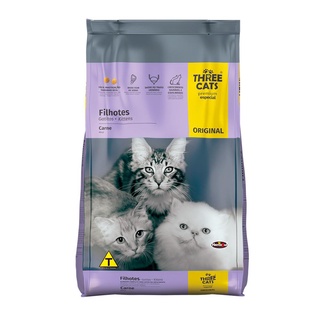Racao Gatos Three Cats Original Filhotes Carne 1kg