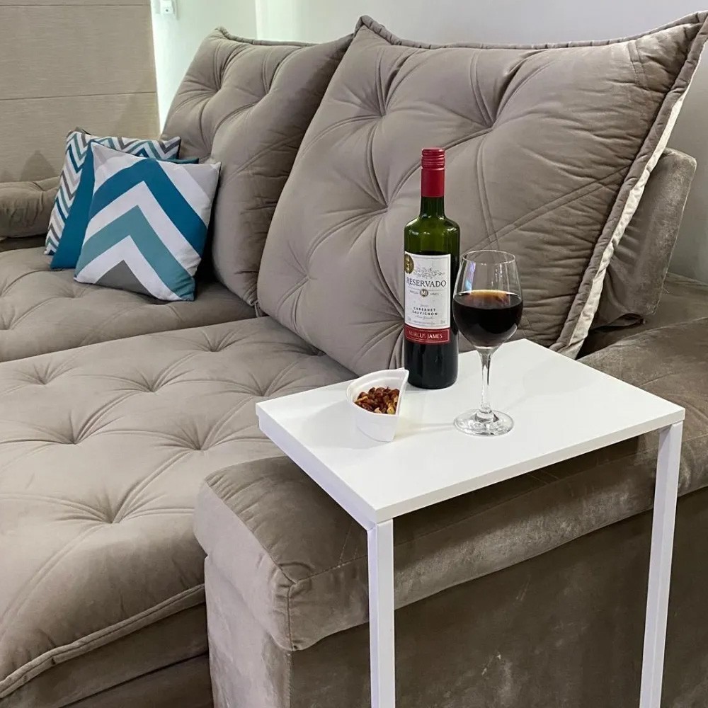 Mesa De Apoio Lateral Sofá Para Estudos Trabalho Lazer Aço