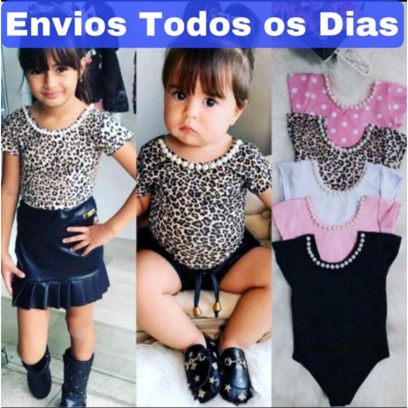 Body Preto Manga Longa Mini Influencer - Bequinha Kids