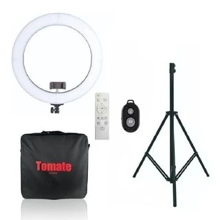 Ring Light Tomate MLG- 048A Rl18 80w 448 Leds 48cm Tripe 2m Reclinavel Anel Luz Bicolor Com Controle Remoto