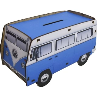 Cofre Cofrinho Porta Moedas Kombi Azul Mdf