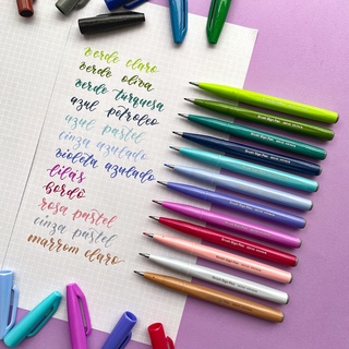 Kit Caneta PENTEL Brush Sign Pen c/ 12 cores (Novas Cores)