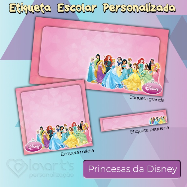 Princesas Da Disney Kit De Etiqueta Escolar Personalizada Cartela De Adesivo Shopee Brasil