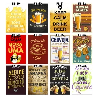 Kit 10 Quadros Placas Decorativas Bar Cerveja Área Gourmet