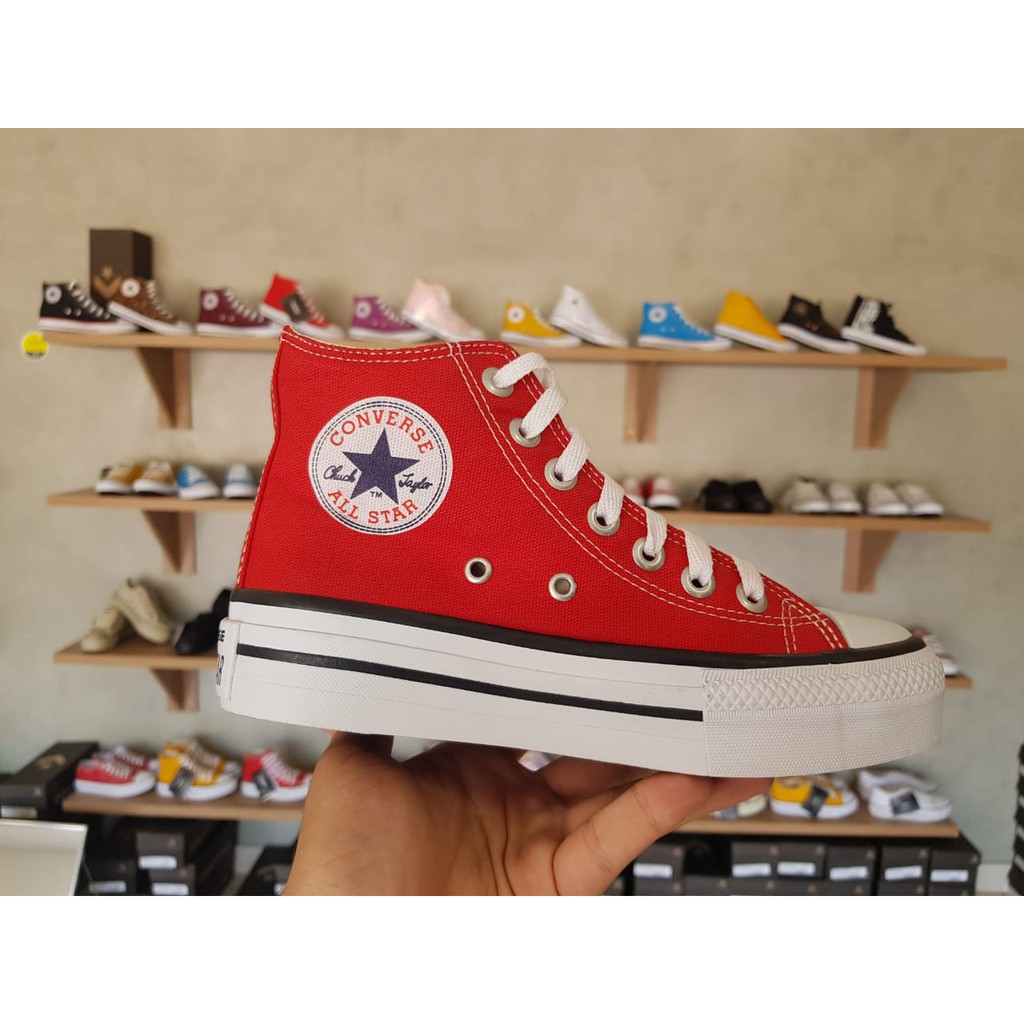 All star sale vermelho de couro