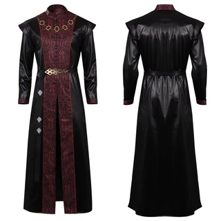 Kucos Mens Cosplay Costume Viserys Targaryen Trench Coat Long Robe Black Red Jacket O Jovem Rei Halloween (Preto , Médio)