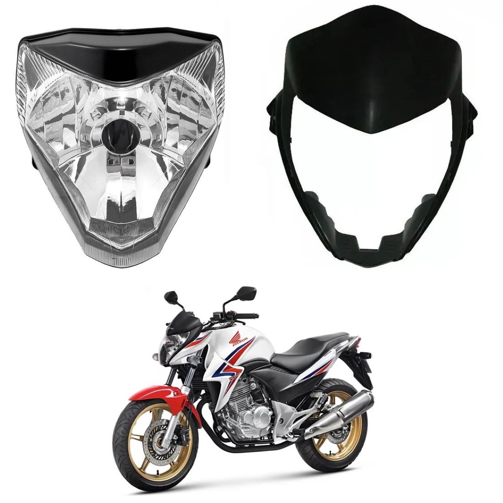 Bloco Ótico Globo Do Farol + Carenagem Frontal Honda Cb300 Cb 300 Cb300r De 2009 Ate 2015