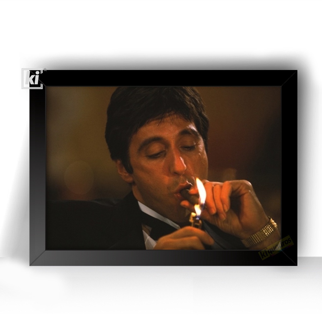 Quadro Decorativo Foto Quadro Scarface Al Pacino Tony Montana moldura 44cm