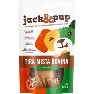 Petisco Para Cães Natural Tiras Mistas Bovinas Jack & Pup Natural em Oferta na Shopee