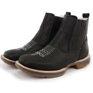 Botina Bota Texana Country Sola Jump Cano Curto em Couro + Brinde