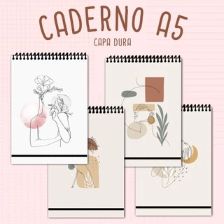 Caderno One Line A5 com Capa dura e espiral no Topo.
