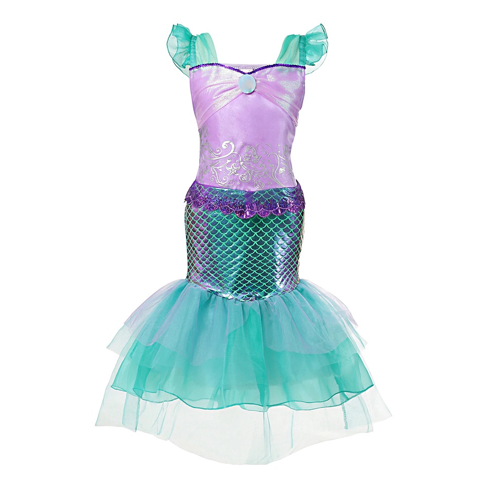 Fantasia Vestido Infantil Princesa Sereia Ariel Luxo