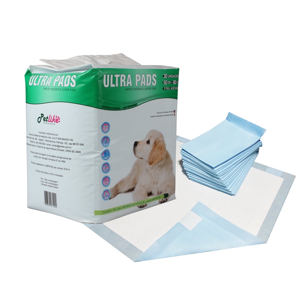 Tapete Higiênico Xixi Cachorro Ultra Pads Grande 60x80 30un