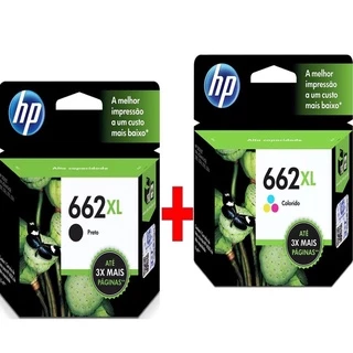 Kit cartucho Hp 662xl Preto E color Para HP DeskJet 2516, 3516, 3546, 2546, 1516, 4646, 2646