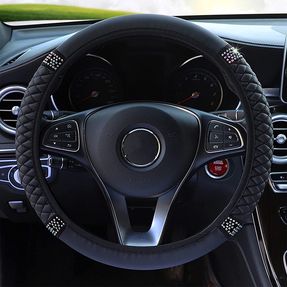 Bling - Funda Para Volante De Coche Con Diamantes De Imitación Brillantes Para Mujer, Ajuste Universal De 15 Pulgadas, Funda Antideslizante Para Anillo De Dirección De Coche SUV