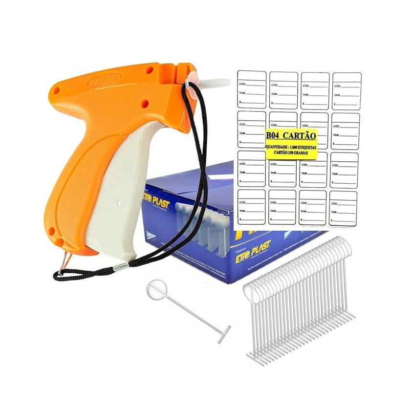 Kit 1 Aplicador + 5000 Pinos + 1000 Etiquetas P/ Roupas