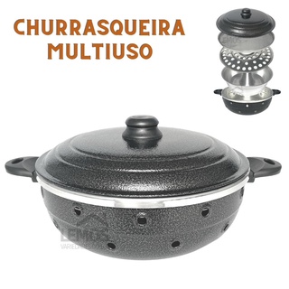 Churrasqueira Multiuso Vigorosa Para Fogão 5 Em 1 N 30 Craqueada Em Aluminio Bolo Pão Pizza Grelhados Churrasco