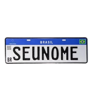 Placa De Carro Personalizada Mercosul Em Alumínio Decoração
