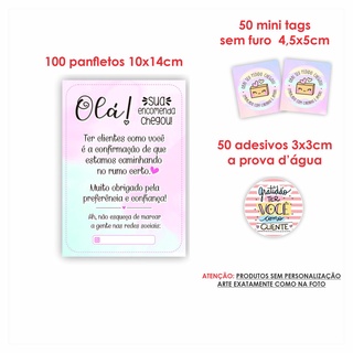 Kit Papelaria Combo Empreendedor Panfletos Agradecimento ao Cliente + Mini cartões Tag sem Furo + Adesivos mod 36