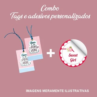 Kit 100 Tags + 100 adesivos personalizados combo