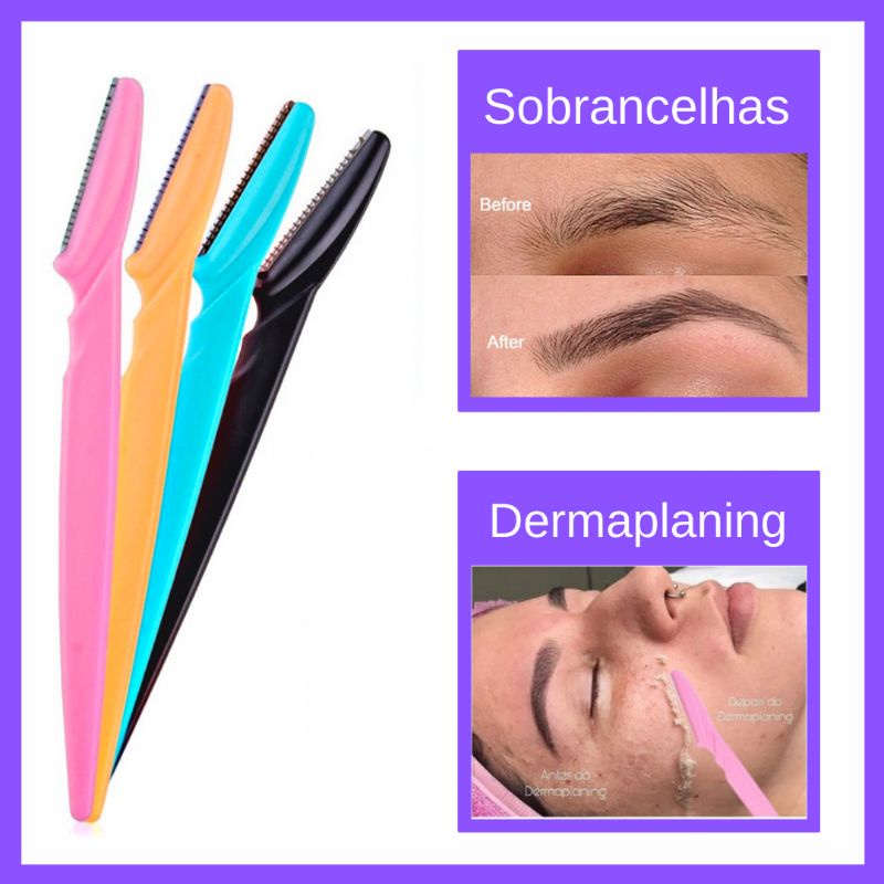 💜Navalha De Depilar Sobrancelha e Dermaplaning Kit C/4 Navete
